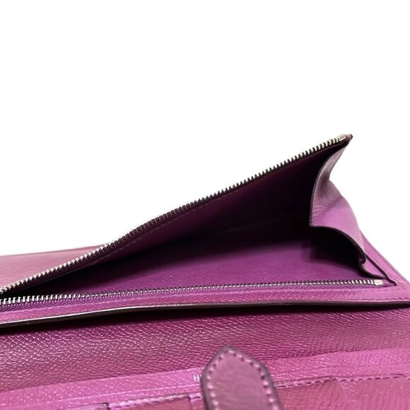 HERMES Bearn Souffle - Anemone Veau Epsom square K Long Wallet 350-050925 - Picture 4 of 5